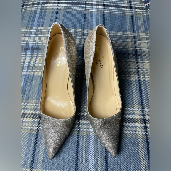 Kate Spade Patent Glitter Silver Pumps - Picture 9 of 10